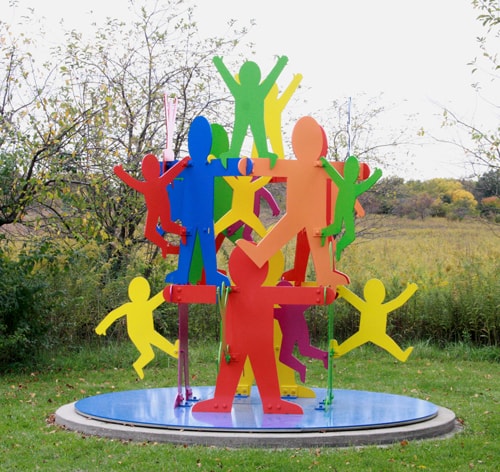 “Fathers and Sons” (Wandell Sculpture Garden, Urbana, IL) Painted Aluminum, 10’6” x 10’6” x 10’ by artist Peter Michel. See his portfolio by visiting www.ArtsyShark.com