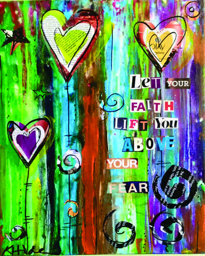 "Faith" acrylic and mixed media on canvas, 16" x 20" by artist Kaye Hilde