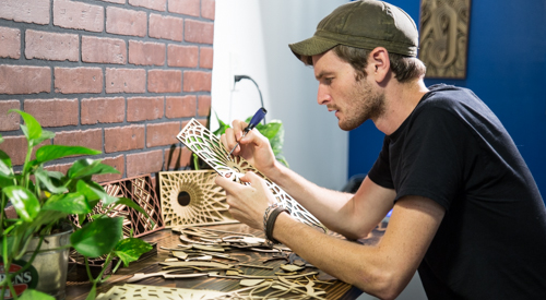 Artist Philip Roberts at work in his studio. See his portfolio by visiting www.ArtsyShark.com