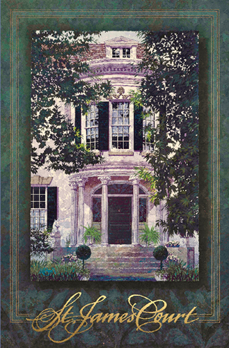 "St. James Court" print of the original watercolor by Mark D. Bird. Read his interview at www.ArtsyShark.com