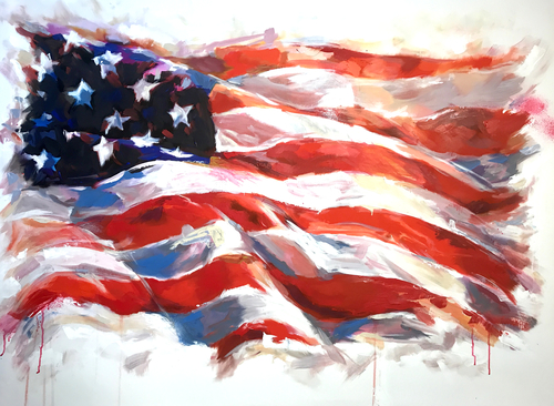 "Star Spangled Banner" Acrylic on Canvas, 48" x 36" by artist Steven Lester. See his portfolio by visiting www.ArtsyShark.com