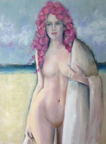 “Cote d’Azure” (Series: A Woman’s Glory) Oil and Cold Wax on Canvas, 30” x 40” by artist Terri Symington. See her portfolio by visiting www.ArtsyShark.com