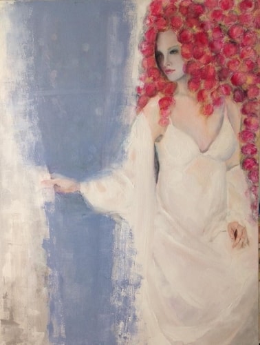 “Anticipation” (Series: A Woman’s Glory) Oil and Cold Wax on Canvas, 36” x 48” by artist Terri Symington. See her portfolio by visiting www.ArtsyShark.com
