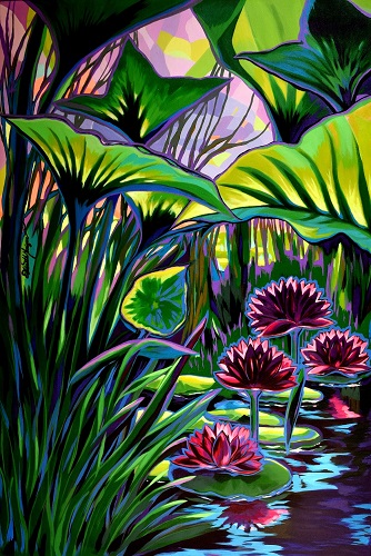 "Wilderness" Acrylic on Canvas, 24" x 36" by artist Adorable Monique. See her portfolio by visiting www.ArtsyShark.com