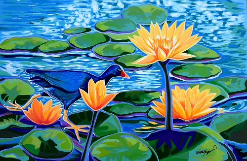 "Mellow Waters" Acrylic on Canvas, 36" x 24" by artist Adorable Monique. See her portfolio by visiting www.ArtsyShark.com