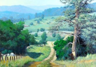 "A Pine Tree at Paso Robles" Oil on Canvas, 40" x 30" by artist Mason Mansung Kang. See his portfolio by visiting www.ArtsyShark.com