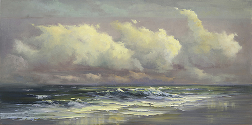 "Billowing Clouds" Oil on Canvas, 60" x 30" by artist Mary Garrish. See her portfolio by visiting www.ArtsyShark.com