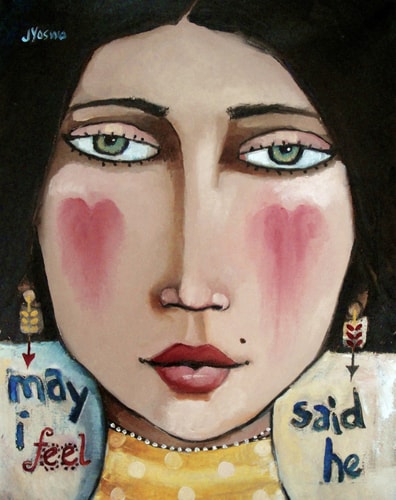 "If You Kiss She Said" Oil on Canvas, 16" x 20" by artist Jennifer Yoswa. See her portfolio by visting www.ArtsyShark.com