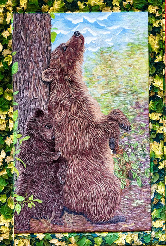 “Winter is Coming…Why Can’t Bears Fly?” Material, Thread and Row Edge Applique, 21” x 31” by artist Milla Malchow. See her portfolio by visiting www.ArtsyShark.com