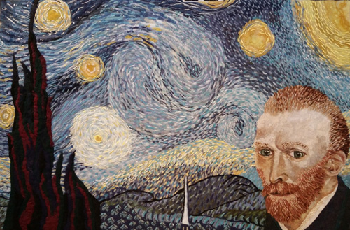 “Van Gogh” Dryer Lint, 36” x 24” by artist Heidi Hooper. See her portfolio by visiting www.ArtsyShark.com