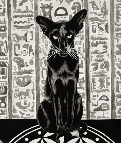 “Bastet” Pen & Ink, 36” x 48” by artist Flip Solomon. See her portfolio by visiting www.ArtsyShark.com