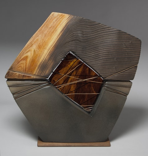 "Connectedness" Wood, Wire, Glass and Ceramic Sculpture, 25" x 12" x 11" by artist Joseph Boddy. See his portfolio by visiting www.ArtsyShark.com