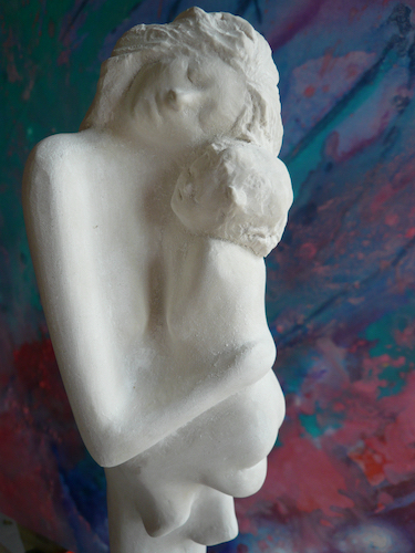 “Mother & Child” Tinted Resin and Marble Dust, 12cm x 66cm x 14cm by artist Ginger Gilmour. See her portfolio by visiting www.ArtsyShark.com
