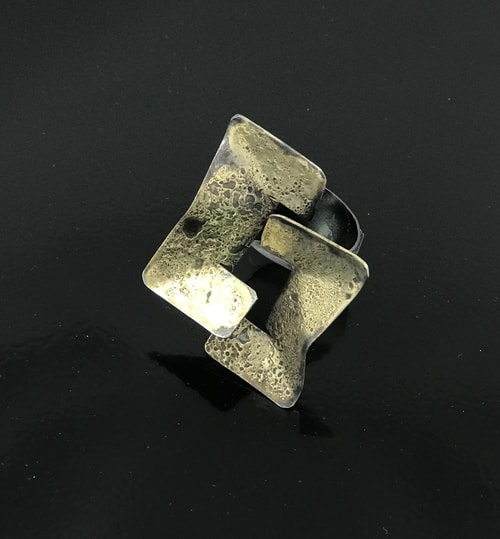 “Gold on Steel” Adjustable Ring by artist JoAnn Graham. See her portfolio by visiting www.ArtsyShark.com