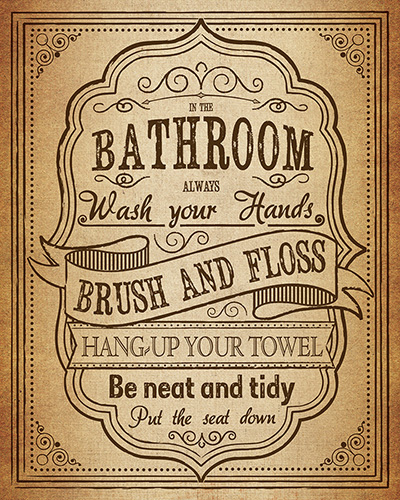 "Bathroom Rules" Digital Art, 16" x 20" by artist Laurent Newman. See his portfolio by visiting www.ArtsyShark.com
