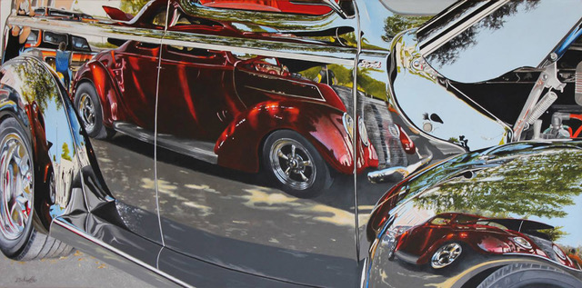 "Candy Apple Tuxedo" Acrylic, 48" x 24" by artist John Schaeffer. See his portfolio by visiting www.ArtsyShark.com