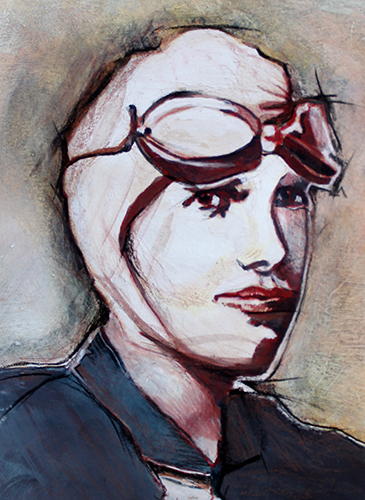 "Amelia I" Mixed Media on Paper, 6" x 9" by artist Kandra Scullin. See her portfolio by visiting www.ArtsyShark.com