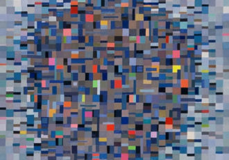 “New York” Oil on Linen, 120cm x 120cm by artist Kari Bienert. See her portfolio by visiting www.ArtsyShark.com