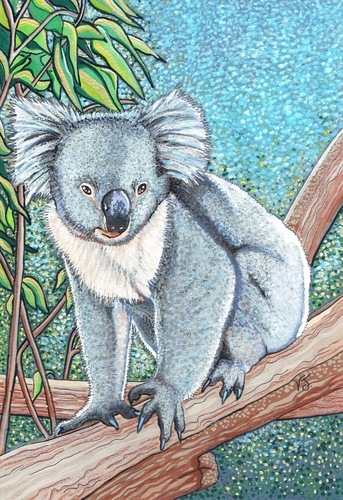 "Koala" Mixed Media, 7.5" x 9.5" by artist Vikki Jackson. See her portfolio by visiting www.ArtsyShark.com