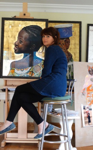Artist Kate Passingham in her studio. See her portfolio by visiting www.ArtsyShark.com