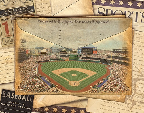 "Neo Vintage Stadium" Digital Art, 36" x 28" by artist Laurent Newman. See his portfolio by visiting www.ArtsyShark.com