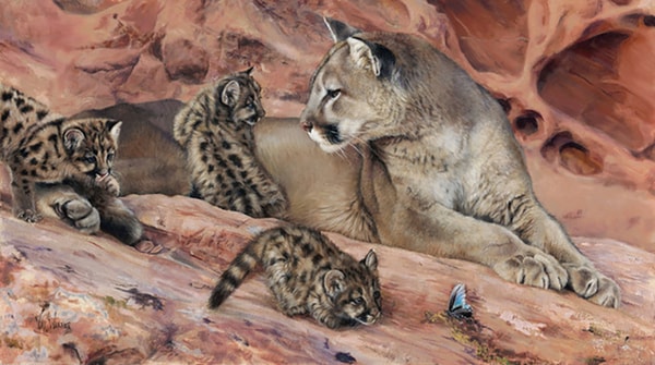 "Red Rock Momma" Oil, 41" x 23" by artist Valerie Warner. See her portfolio by visiting www.ArtsyShark.com