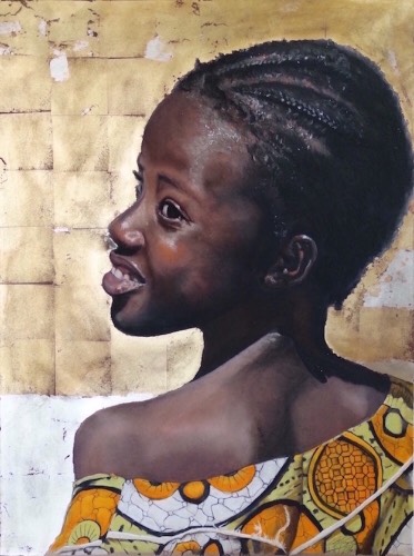 “Sunshine” Pastel and Charcoal with 22 Carat Gold Leaf on Paper and Board, 60cm x 80cm by artist Kate Passingham. See her portfolio by visiting www.ArtsyShark.com