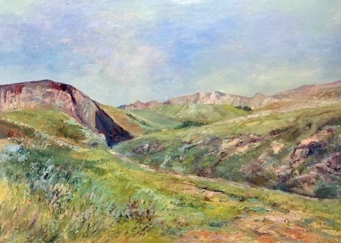 “Walk Through Badlands, South Dakota” Oil, 40” x 30” by artist Aleta Gudelski. See her portfolio by visiting www.ArtsyShark.com