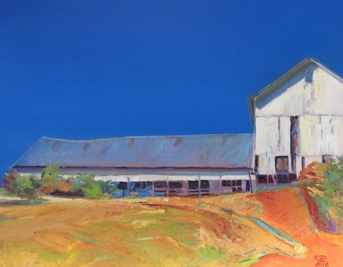 “High Noon, Remembering Greenbacker Barn, Durham, CT” Oil, 30” x 24” by artist Aleta Gudelski. See her portfolio by visiting www.ArtsyShark.com