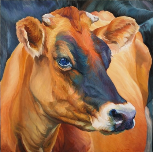 "Jersey Beauty" Oil, 30" x 30" by artist Diane Weiner. See her portfolio by visiting www.ArtsyShark.com