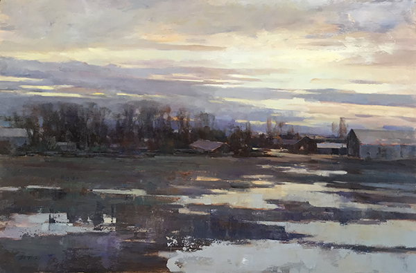 "Mudflats in Evening Light" Oil, 24" x 16" by artist Deborah Tilby. See her portfolio by visiting www.ArtsyShark.com