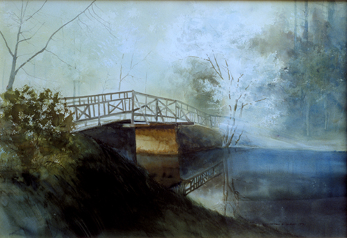 “Paradise Bridge” Watercolor, 36” x 24” by artist Don Rankin. See his portfolio by visiting www.ArtsyShark.com
