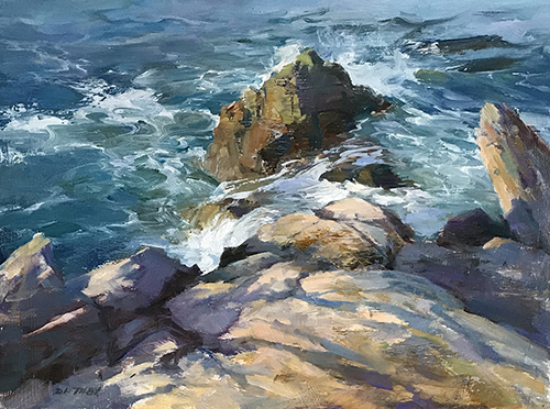 "Rocks in Evening Light" Study, 12" x 9" by artist Deborah Tilby. See her portfolio by visiting www.ArtsyShark.com