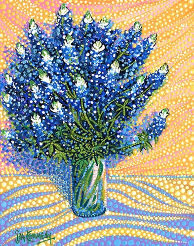 "Bluebonnets" Acrylic on Canvas, 11" x 14" by artist Ira Kennedy. See his portfolio by visiting www.ArtsyShark.com