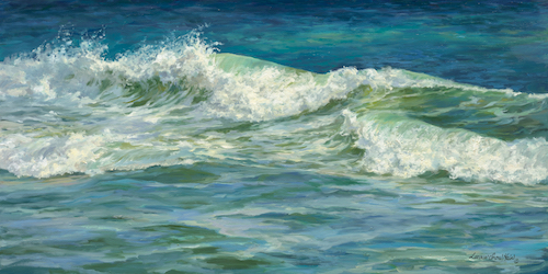 "Rolling On" Oil, 48" x 24" by artist Laurie Snow Hein. See her portfolio by visiting www.ArtsyShark.com