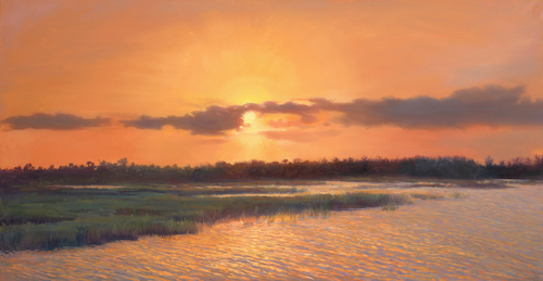 "Pine Glades Sunset" Oil, 72" x 36" by artist Laurie Snow Hein. See her portfolio by visiting www.ArtsyShark.com