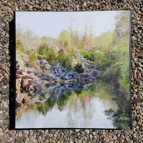 "Quarry in Spring" Photograph Mounted on Canvas, 12" x 12" by Artist Dorothy Thompson. See her portfolio by visiting www.ArtsyShark.com