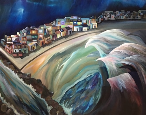 "And the Water Shall Rise" Oil on Linen, 30" x 24" by Artist Emily Gilman Beezley. See her portfolio by visiting www.ArtsyShark.com