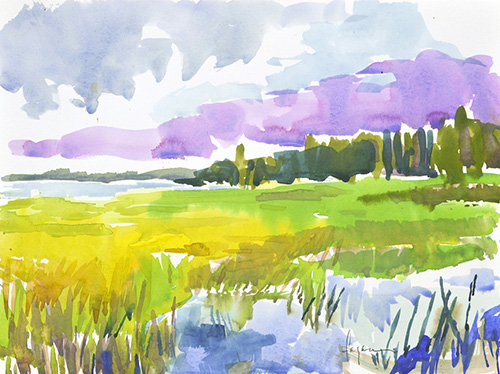 “Heartland” Plein Air Watercolor, 12” x 9” by artist Dorothy Fagan. See her portfolio by visiting www.ArtsyShark.com