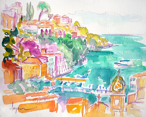 “Marina Grande” Plein Air Watercolor, 12” x 9” by artist Dorothy Fagan. See her portfolio by visiting www.ArtsyShark.com