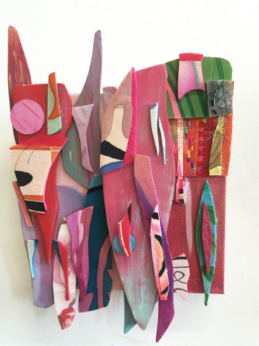 Mixed media abstract artwork assemblage by Katia Bulbenko