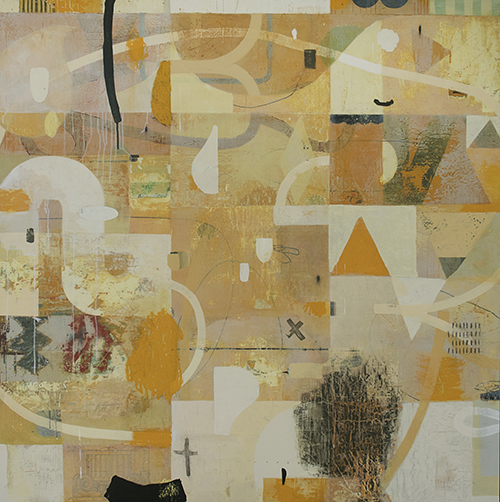 “The Gift” Mixed Media on Panel, 60” x 60” by artist Susan Melrath. See her portfolio by visiting www.ArtsyShark.com