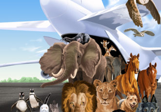 “Animals in Plane” Cover Illustration for Crain’s New York about a NYC airport having a special terminal just for flights carrying animals, Photoshop, Various Sizes by artist Trevor Keen. See his portfolio by visiting www.ArtsyShark.com
