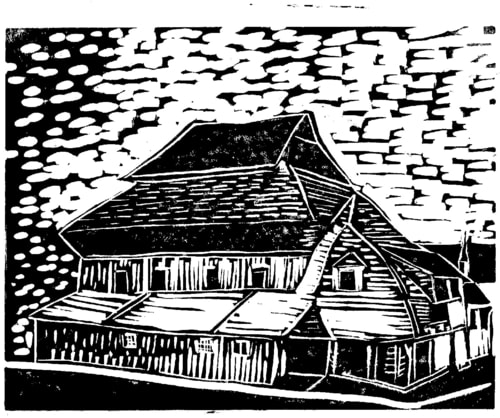 “Khodoriv, Ukraine” Linocut, 9" x 7" by artist Bill Farran. See his portfolio by visiting www.ArtsyShark.com