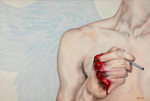 “Angel 1” Acrylic on Canvas, 180cm x 130cm by artist Christina Michalopoulou. See her portfolio by visiting www.ArtsyShark.com