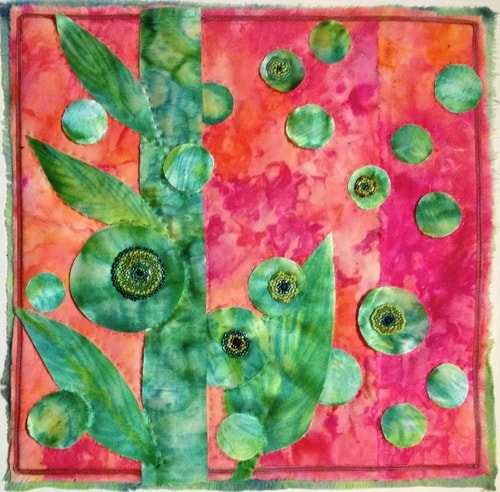 “12 x 12” Silk and Glass Beads, 12” x 12” by artist Silke Cliatt. See her portfolio by visiting www.ArtsyShark.com