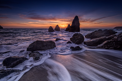 Digital photo of colorful Sunset at Water's Edge by Rick Berk. 