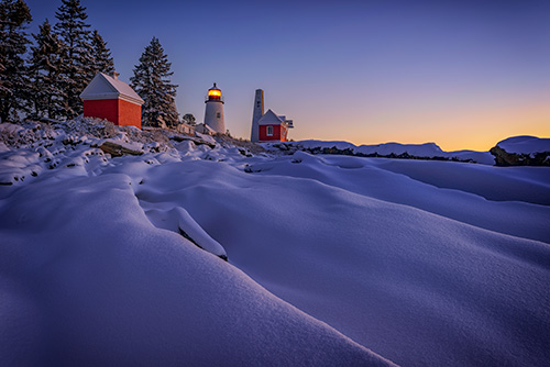 Photo of Lighthouse and New Fallen Snow at Pemaquid Point by Rick Berk