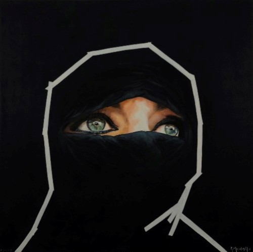 “Eyes” Acrylic on Canvas, 100cm x 100cm by artist Christina Michalopoulou. See her portfolio by visiting www.ArtsyShark.com