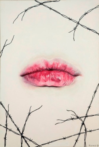 “Lips” Acrylic on Canvas, 80cm x 120cm by artist Christina Michalopoulou. See her portfolio by visiting www.ArtsyShark.com